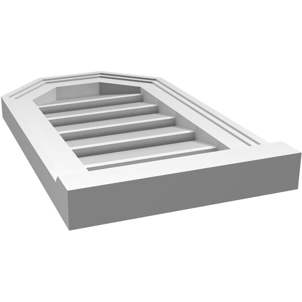 Ekena Millwork Octagonal Top Surface Mount PVC Gable Vent w/ 2"W x 2"P Brickmould Sill Frame, 12"W x 20"H - GVPOT12X2003SF