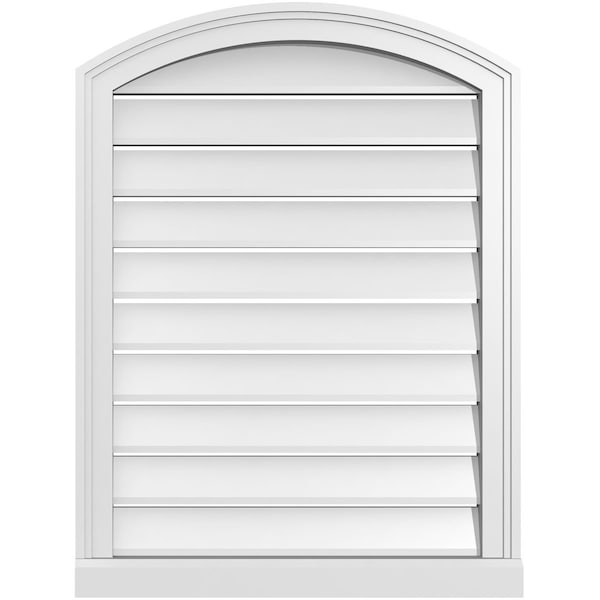 Ekena Millwork Arch Top Surface Mount PVC Gable Vent w/ 2"W x 2"P Brickmould Sill Frame, 24"W x 30"H - GVPAR24X3003SN