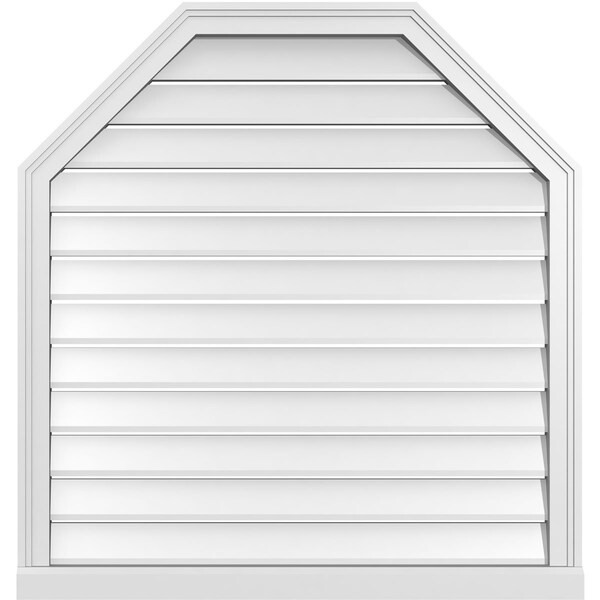 Ekena Millwork Octagonal Top Surface Mount PVC Gable Vent w/ 2"W x 2"P Brickmould Sill Frame, 36"W x 38"H - GVPOT36X3803SF