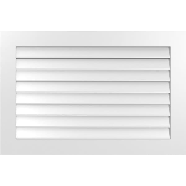 Ekena Millwork Vertical Surface Mount PVC Gable Vent: Non-Functional, w/3-1/2"W x 1"H, Standard Frame, 42"W x 28"H - GVPVE42X2801SN