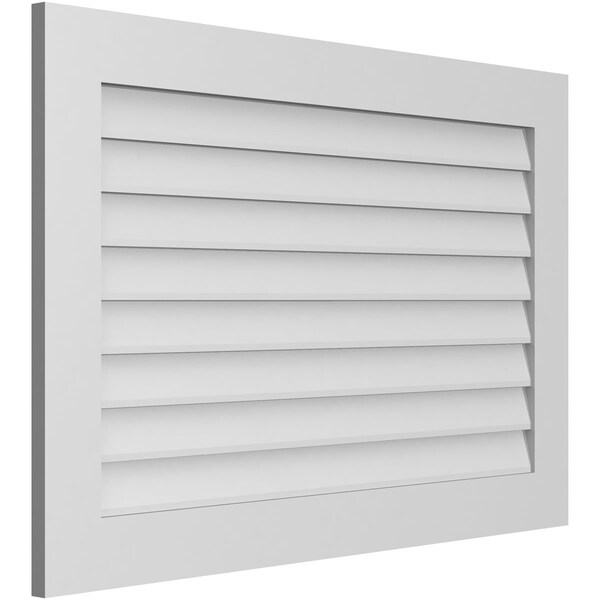 Ekena Millwork Vertical Surface Mount PVC Gable Vent: Non-Functional, w/3-1/2"W x 1"H, Standard Frame, 42"W x 28"H - GVPVE42X2801SN