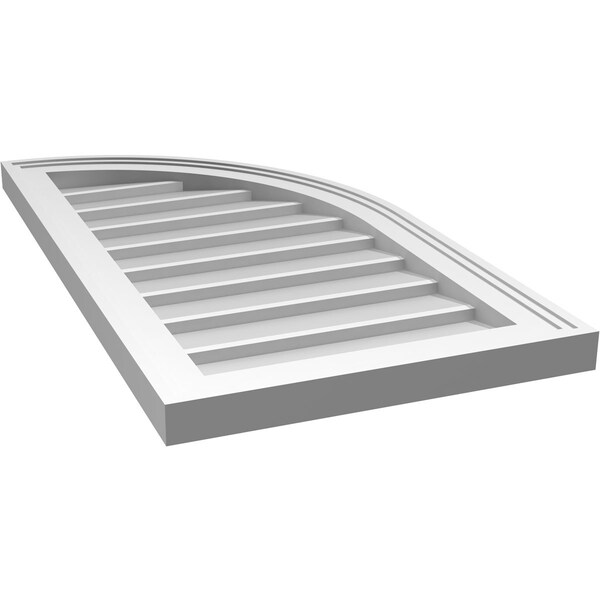 Ekena Millwork Quarter Round Top Right Surface Mount PVC Gable Vent w/ 2"W x 1-1/2"P Brickmould Frame, 16"W x 30"H - GVPQR16X3002SN