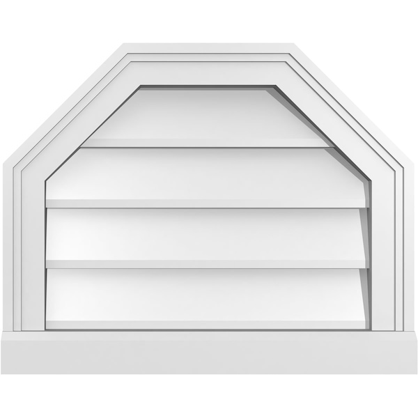 Ekena Millwork Octagonal Top Surface Mount PVC Gable Vent w/ 2"W x 2"P Brickmould Sill Frame, 20"W x 16"H - GVPOT20X1603SN