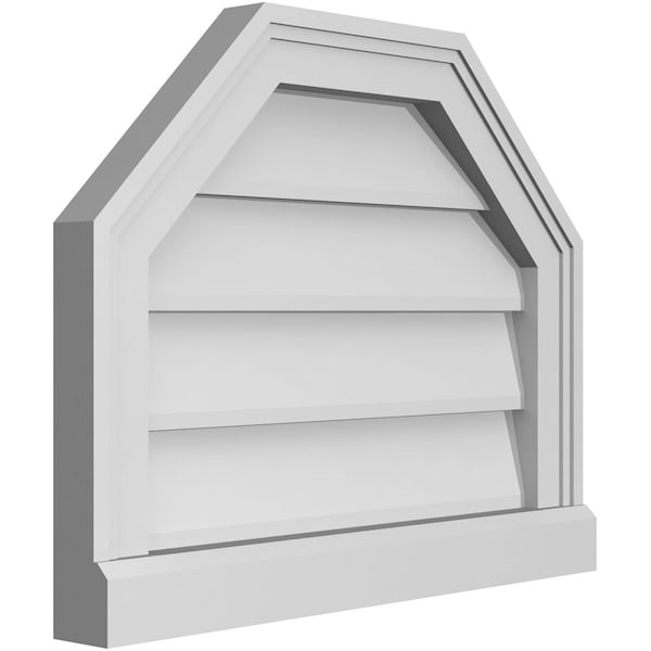 Ekena Millwork Octagonal Top Surface Mount PVC Gable Vent w/ 2"W x 2"P Brickmould Sill Frame, 20"W x 16"H - GVPOT20X1603SN