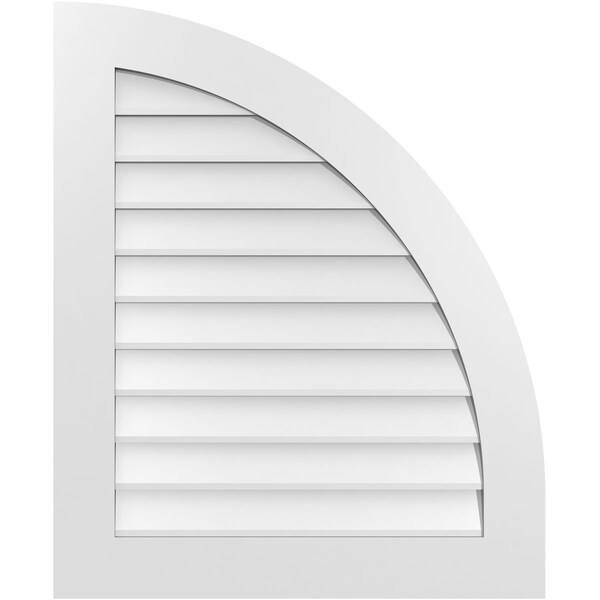 Ekena Millwork Quarter Round Top Right Surface Mount PVC Gable Vent w/ 3-1/2"W x 1"P Standard Frame, 28"W x 34"H - GVPQR28X3401SN