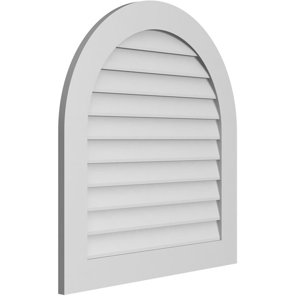 Ekena Millwork Round Top Surface Mount PVC Gable Vent: Non-Functional, w/ 3-1/2"W x 1"P Standard Frame, 32"W x 34"H - GVPRT32X3401SN
