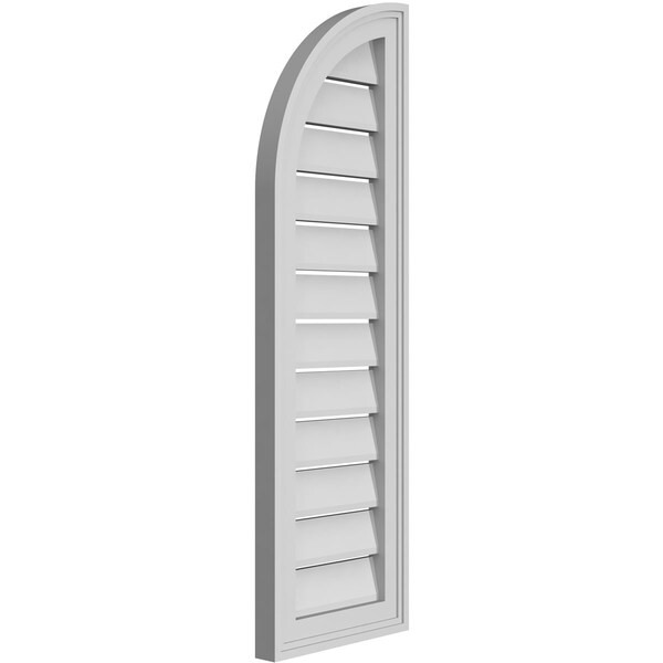Ekena Millwork Quarter Round Top Left Surface Mount PVC Gable Vent w/ 2"W x 1-1/2"P Brickmould Frame, 12"W x 38"H - GVPQL12X3802SF