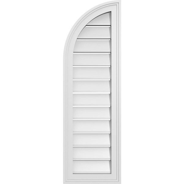 Ekena Millwork Quarter Round Top Left Surface Mount PVC Gable Vent w/ 2"W x 1-1/2"P Brickmould Frame, 12"W x 38"H - GVPQL12X3802SF