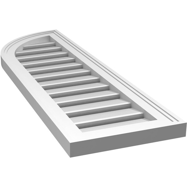Ekena Millwork Quarter Round Top Left Surface Mount PVC Gable Vent w/ 2"W x 1-1/2"P Brickmould Frame, 12"W x 38"H - GVPQL12X3802SF