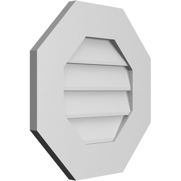 Ekena Millwork Octagonal Surface Mount PVC Gable Vent: Non-Functional, w/ 3-1/2"W x 1"P Standard Frame, 18"W x 18"H - GVPOC18X1801SN