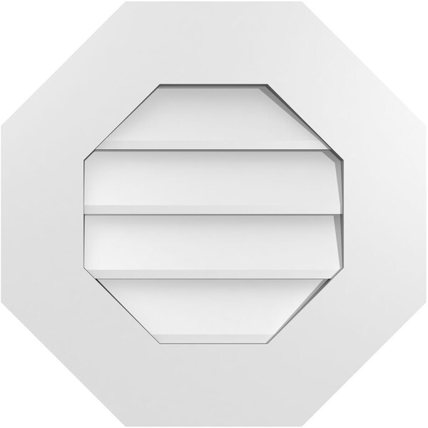 Ekena Millwork Octagonal Surface Mount PVC Gable Vent: Non-Functional, w/ 3-1/2"W x 1"P Standard Frame, 18"W x 18"H - GVPOC18X1801SN