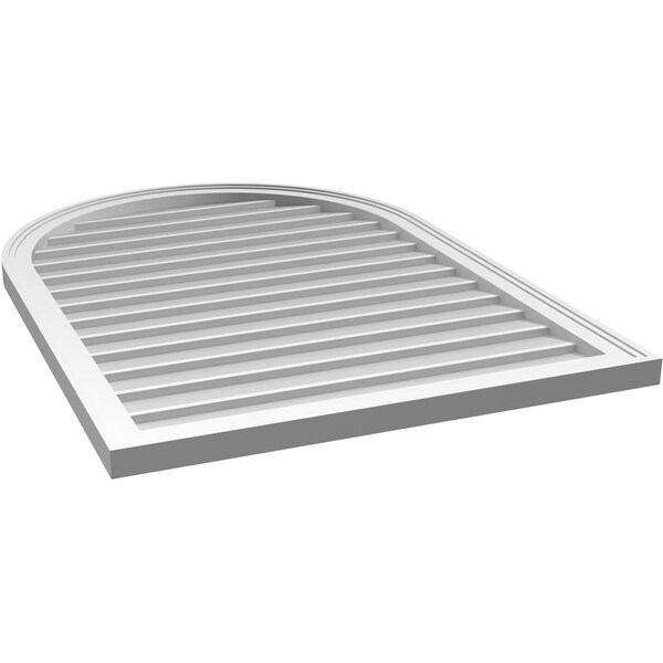Ekena Millwork Round Top Surface Mount PVC Gable Vent w/ 2"W x 1-1/2"P Brickmould Frame, 30"W x 42"H - GVPRT30X4202SN