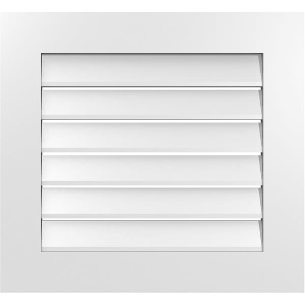 Ekena Millwork Vertical Surface Mount PVC Gable Vent: Functional, w/ 3-1/2"W x 1"P Standard Frame, 26"W x 24"H - GVPVE26X2401SF