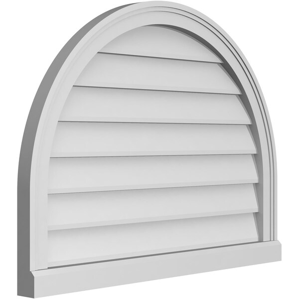 Ekena Millwork Round Top Surface Mount PVC Gable Vent w/ 2"W x 2"P Brickmould Sill Frame, 32"W x 24"H - GVPRT32X2403SN