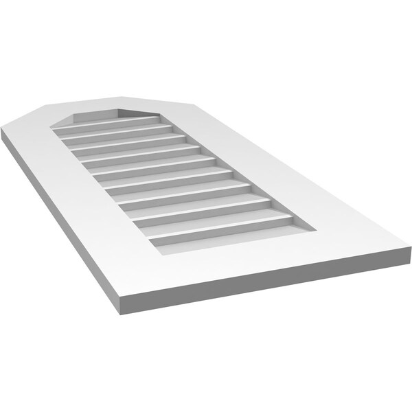 Ekena Millwork Octagonal Top Surface Mount PVC Gable Vent w/ 3-1/2"W x 1"P Standard Frame, 16"W x 34"H - GVPOT16X3401SN