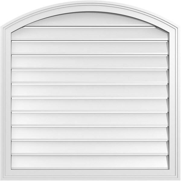 Ekena Millwork Arch Top Surface Mount PVC Gable Vent: Non-Functional, w/2"W x 1-1/2"P Brickmould Frame, 32"W x 42"H - GVPAR32X4202SN