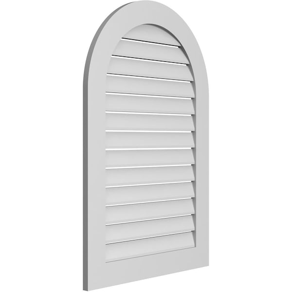 Ekena Millwork Round Top Surface Mount PVC Gable Vent: Functional, w/ 3-1/2"W x 1"P Standard Frame, 28"W x 42"H - GVPRT28X4201SF