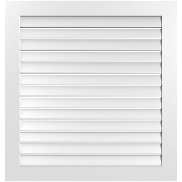 Ekena Millwork Vertical Surface Mount PVC Gable Vent: Functional, w/ 3-1/2"W x 1"P Standard Frame, 40"W x 42"H - GVPVE40X4201SF