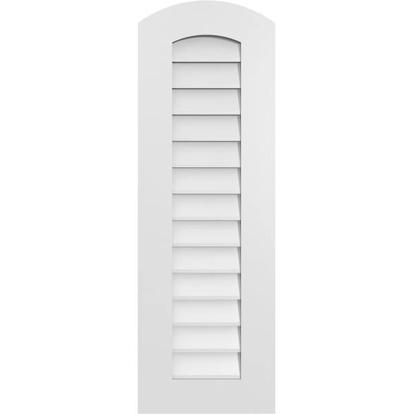 Ekena Millwork Arch Top Surface Mount PVC Gable Vent: Functional, w/ 3-1/2"W x 1"P Standard Frame, 14"W x 42"H - GVPAR14X4201SF