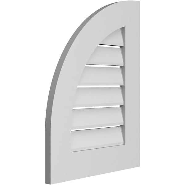 Ekena Millwork Quarter Round Top Left Surface Mount PVC Gable Vent w/ 3-1/2"W x 1"P Standard Frame, 18"W x 24"H - GVPQL18X2401SF