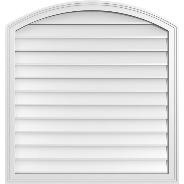 Ekena Millwork Arch Top Surface Mount PVC Gable Vent: Functional, w/ 2"W x 1-1/2"P Brickmould Frame, 36"W x 38"H - GVPAR36X3802SF