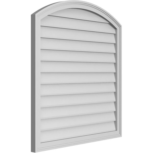 Ekena Millwork Arch Top Surface Mount PVC Gable Vent: Functional, w/ 2"W x 1-1/2"P Brickmould Frame, 36"W x 38"H - GVPAR36X3802SF