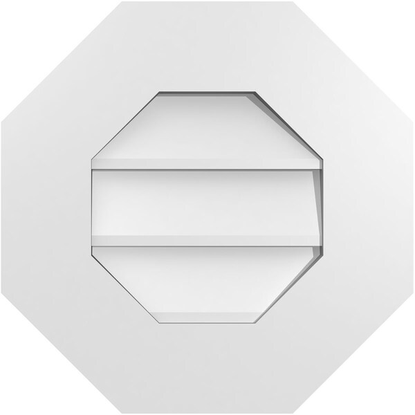 Ekena Millwork Octagonal Surface Mount PVC Gable Vent: Non-Functional, w/ 3-1/2"W x 1"P Standard Frame, 16"W x 16"H - GVPOC16X1601SN