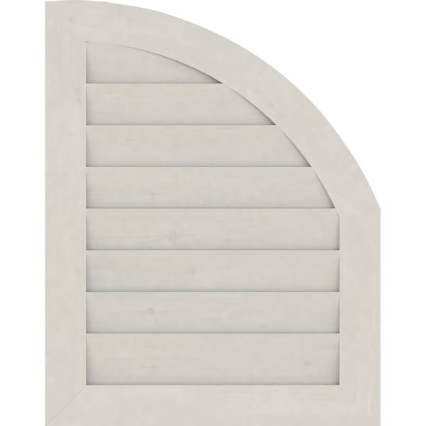 Ekena Millwork Quarter Round Top Left, Western Red Cedar Gable Vent w/Decorative Face Frame, 10"W x 36"H - GVWQL10X3602SDPWR