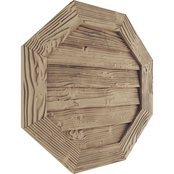 Ekena Millwork Timberthane Sandblasted Octagonal Faux Wood Non-Functional Gable Vent, Primed Tan, 33"W x 33"H - GVUROC33X33DSDPR
