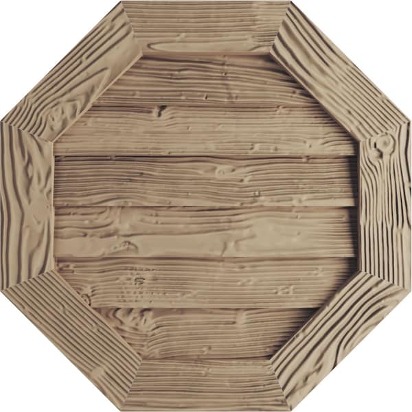 Ekena Millwork Timberthane Sandblasted Octagonal Faux Wood Non-Functional Gable Vent, Primed Tan, 33"W x 33"H - GVUROC33X33DSDPR