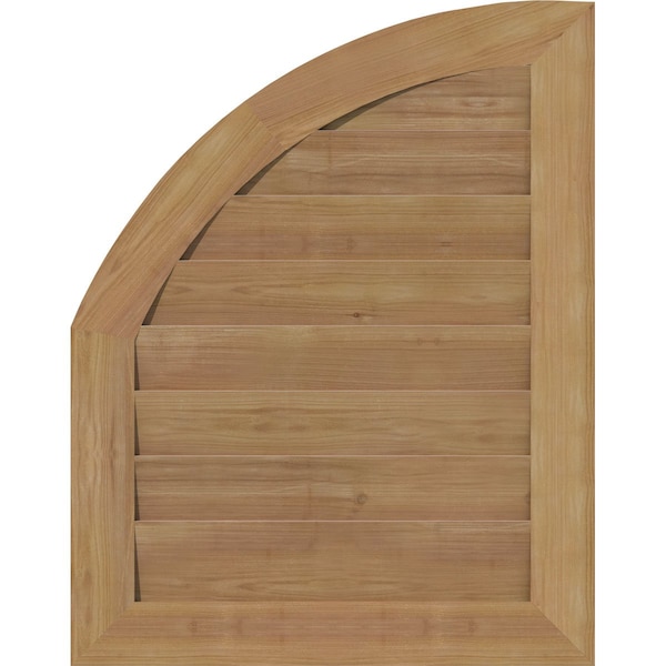 Ekena Millwork Quarter Round Top Right Western Red Cedar Gable Vent w/Decorative Face Frame, 12"W x 24"H - GVWQR12X2402SDUWR