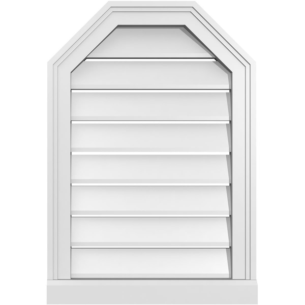 Ekena Millwork Octagonal Top Surface Mount PVC Gable Vent w/ 2"W x 2"P Brickmould Sill Frame, 18"W x 26"H - GVPOT18X2603SF