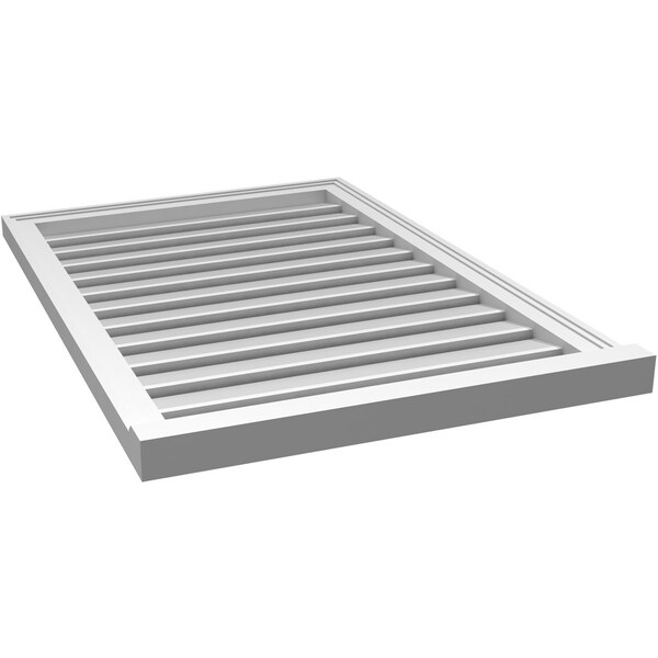 Ekena Millwork Vertical Surface Mount PVC Gable Vent: Functional, w/ 2"W x 2"P Brickmould Sill Frame, 26"W x 38"H - GVPVE26X3803SF