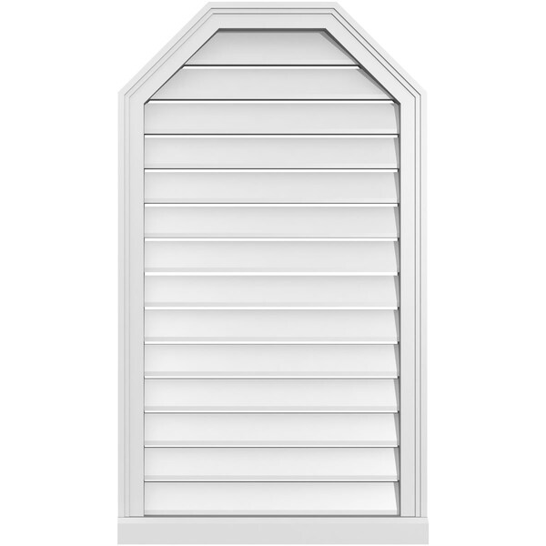 Ekena Millwork Octagonal Top Surface Mount PVC Gable Vent w/ 2"W x 2"P Brickmould Sill Frame, 24"W x 42"H - GVPOT24X4203SF