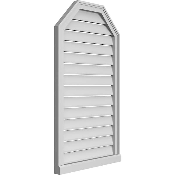 Ekena Millwork Octagonal Top Surface Mount PVC Gable Vent w/ 2"W x 2"P Brickmould Sill Frame, 24"W x 42"H - GVPOT24X4203SF