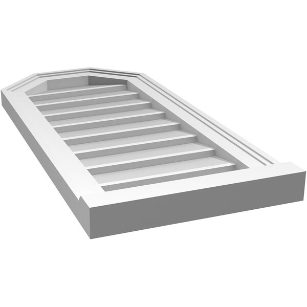 Ekena Millwork Octagonal Top Surface Mount PVC Gable Vent w/ 2"W x 2"P Brickmould Sill Frame, 14"W x 30"H - GVPOT14X3003SN