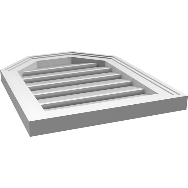 Ekena Millwork Octagonal Top Surface Mount PVC Gable Vent w/ 2"W x 1-1/2"P Brickmould Frame, 16"W x 20"H - GVPOT16X2002SF