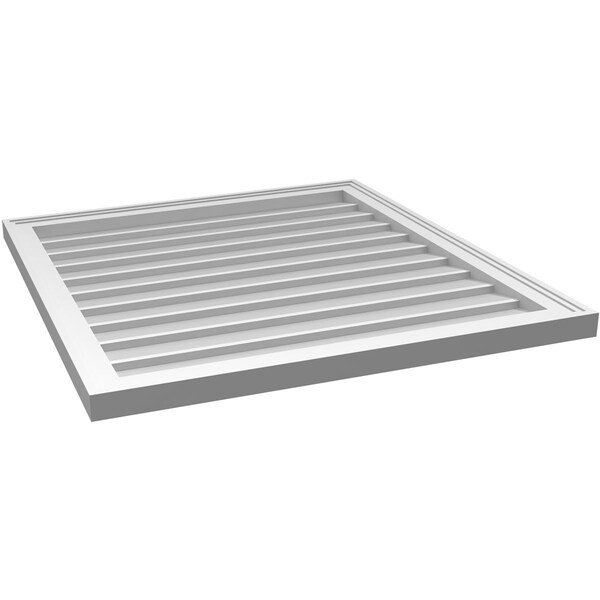 Ekena Millwork Vertical Surface Mount PVC Gable Vnt: Non-Functional, w/2"W x 1-1/2"H, Brickmould Frame, 30"W x 32"H - GVPVE30X3202SN