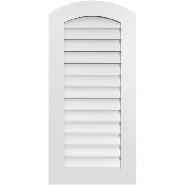 Ekena Millwork Arch Top Surface Mount PVC Gable Vent: Functional, w/ 3-1/2"W x 1"P Standard Frame, 20"W x 42"H - GVPAR20X4201SF