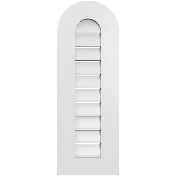 Ekena Millwork Round Top Surface Mount PVC Gable Vent: Functional, w/ 3-1/2"W x 1"P Standard Frame, 12"W x 34"H - GVPRT12X3401SF
