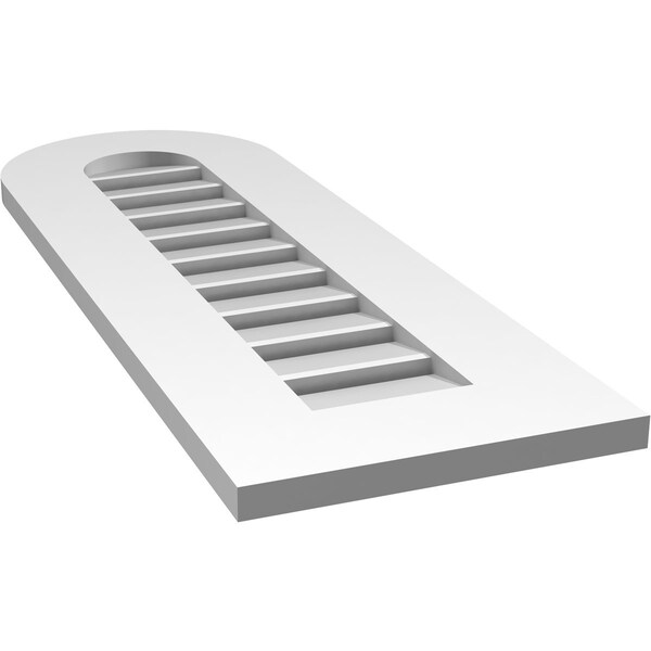 Ekena Millwork Round Top Surface Mount PVC Gable Vent: Functional, w/ 3-1/2"W x 1"P Standard Frame, 12"W x 34"H - GVPRT12X3401SF