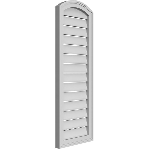 Ekena Millwork Arch Top Surface Mount PVC Gable Vent: Non-Functional, w/2"W x 1-1/2"P Brickmould Frame, 16"W x 40"H - GVPAR16X4002SN