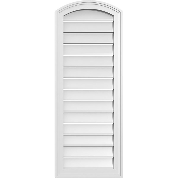Ekena Millwork Arch Top Surface Mount PVC Gable Vent: Non-Functional, w/2"W x 1-1/2"P Brickmould Frame, 16"W x 40"H - GVPAR16X4002SN