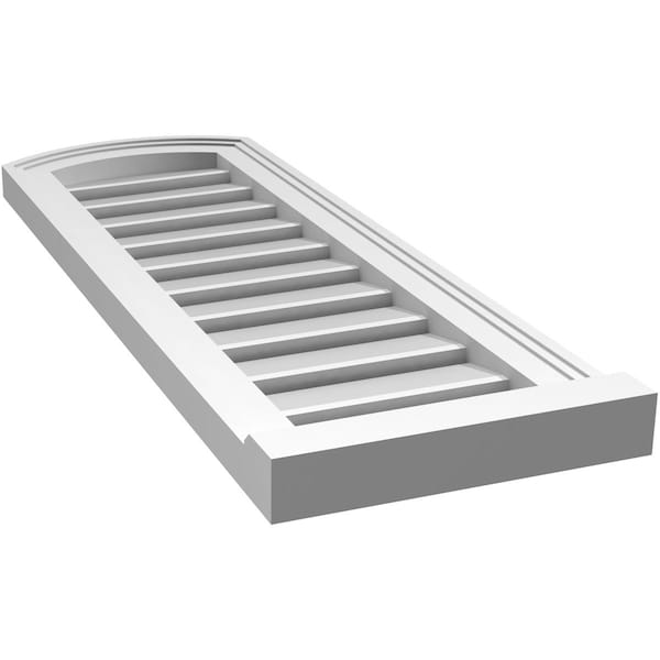 Ekena Millwork Arch Top Surface Mount PVC Gable Vent w/ 2"W x 2"P Brickmould Sill Frame, 12"W x 32"H - GVPAR12X3203SN