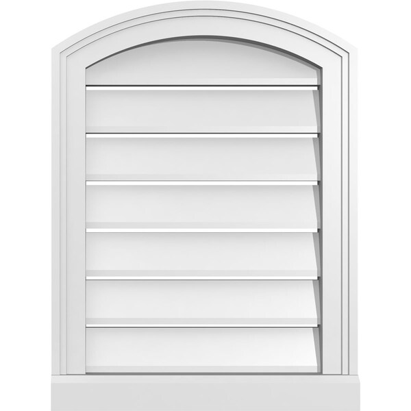 Ekena Millwork Arch Top Surface Mount PVC Gable Vent w/ 2"W x 2"P Brickmould Sill Frame, 18"W x 22"H - GVPAR18X2203SN