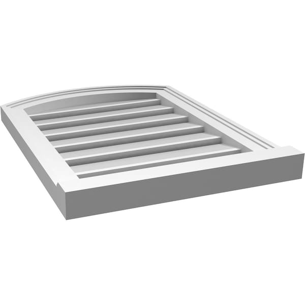 Ekena Millwork Arch Top Surface Mount PVC Gable Vent w/ 2"W x 2"P Brickmould Sill Frame, 18"W x 22"H - GVPAR18X2203SN