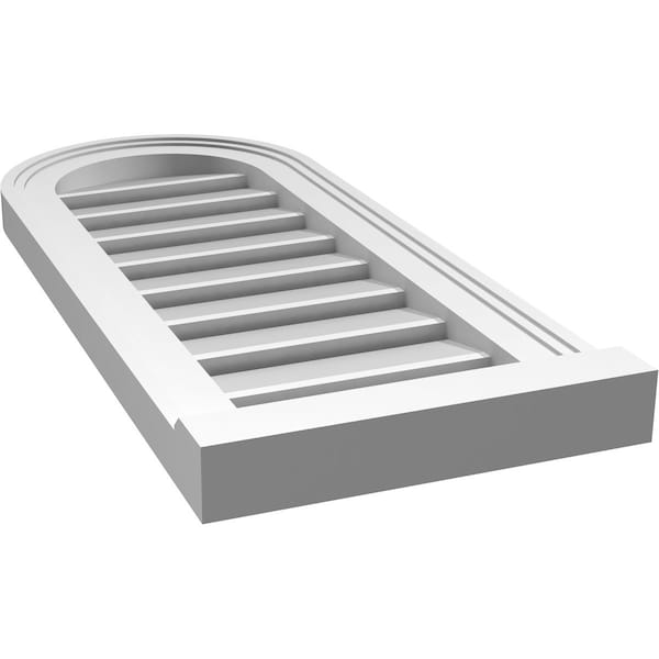 Ekena Millwork Round Top Surface Mount PVC Gable Vent: Functional, w/ 2"W x 2"P Brickmould Sill Frame, 12"W x 28"H - GVPRT12X2803SF