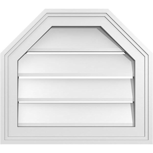 Ekena Millwork Octagonal Top Surface Mount PVC Gable Vent w/ 2"W x 1-1/2"P Brickmould Frame, 18"W x 16"H - GVPOT18X1602SF
