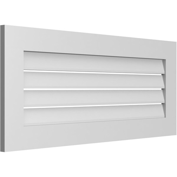 Ekena Millwork Vertical Surface Mount PVC Gable Vent: Functional, w/ 3-1/2"W x 1"P Standard Frame, 42"W x 18"H - GVPVE42X1801SF