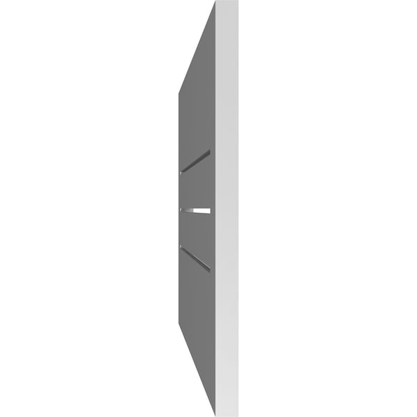 Ekena Millwork Vertical Surface Mount PVC Gable Vent: Functional, w/ 3-1/2"W x 1"P Standard Frame, 42"W x 18"H - GVPVE42X1801SF